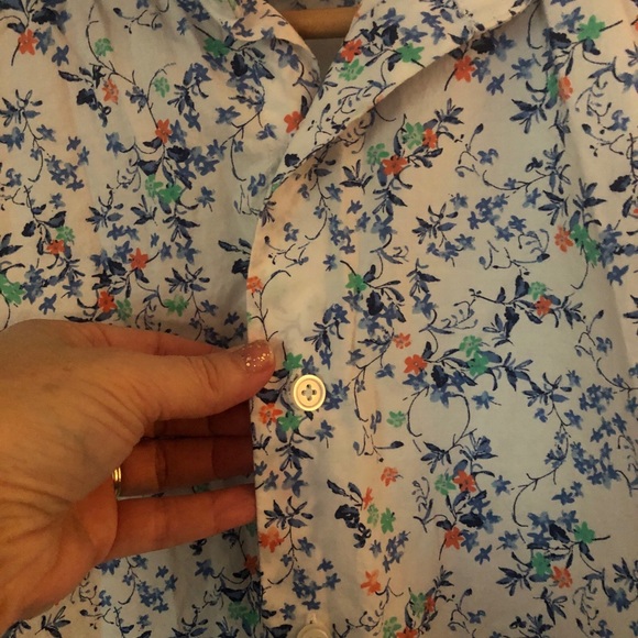Express button down floral shirt athletic extra slim cut M 15 1/2 - Picture 3 of 10